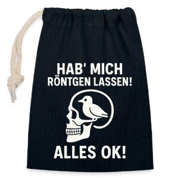 Röntgenbild mit Vogel im Kopf - Verschließbarer Geschenkbeutel aus Baumwolle (14x20cm) - Navy - Vorne