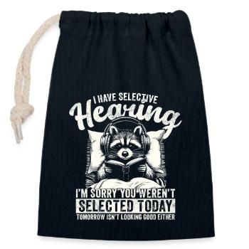 Selective Hearing Raccoon – Funny Sarcastic Animal - Closable cotton gift bag (14x20cm) - navy - Front