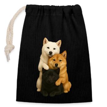 Dog Dogs Cute Dogs - Closable cotton gift bag (14x20cm) - black - Front