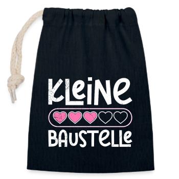 Bald Mama KLEINE BAUSTELLE Baby Kommt Lustiges - Verschließbarer Geschenkbeutel aus Baumwolle (14x20cm) - Navy - Vorne