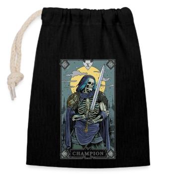 Carte de tarot Champion Guerrier squelette - Sac cadeau en coton avec cordon (14 x 20 cm) - noir - Devant