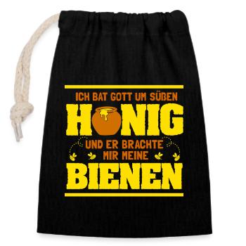 Biene Imker Geschenk Honig Honig Dealer Hobby - Verschließbarer Geschenkbeutel aus Baumwolle (14x20cm) - Schwarz - Vorne