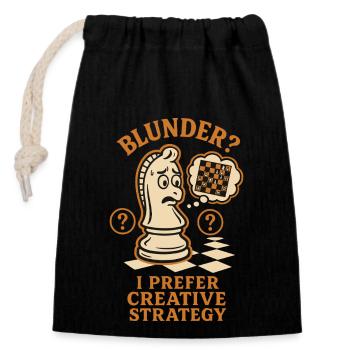 Blunder Kreative Strategie Schachspieler - Verschließbarer Geschenkbeutel aus Baumwolle (14x20cm) - Schwarz - Vorne