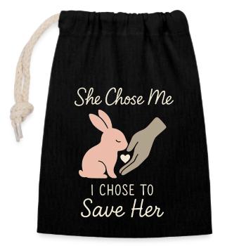 Bunny Mom Rabbit Rescue Adopt, Buy - Closable cotton gift bag (14x20cm) - black - Front