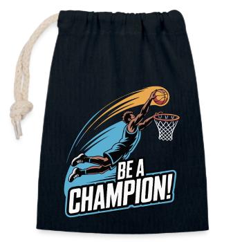 JOUER À BE A CHAMPION - Sac cadeau en coton avec cordon (14 x 20 cm) - bleu marine - Devant