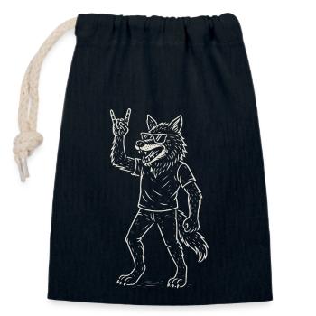 Rock Musik Wolf Heavy Metal Funny Retro - Verschließbarer Geschenkbeutel aus Baumwolle (14x20cm) - Navy - Vorne