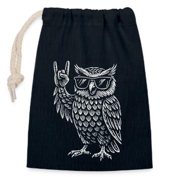 Rockmusik Eule Lustig Heavy Metal Retro - Verschließbarer Geschenkbeutel aus Baumwolle (14x20cm) - Navy - Vorne