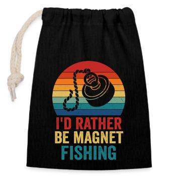 Aimant néodyme Pêche Magnétique Fisher - Sac cadeau en coton avec cordon (14 x 20 cm) - noir - Devant