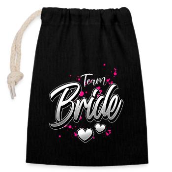 Team Bride - Closable cotton gift bag (14x20cm) - black - Front