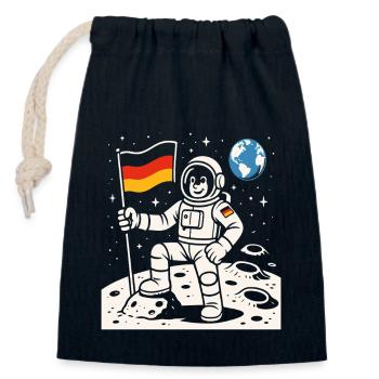 Abenteuerlustiger Astronaut Mit Deutscher Flagge - Verschließbarer Geschenkbeutel aus Baumwolle (14x20cm) - Navy - Vorne