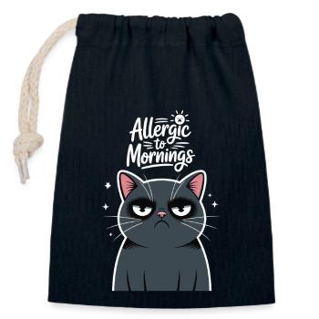 Allergique aux matins Chat Drôle Humoristique - Sac cadeau en coton avec cordon (14 x 20 cm) - bleu marine - Devant