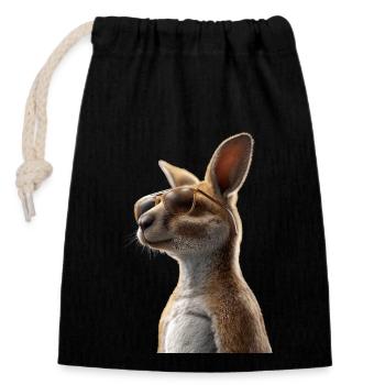 Wallaby Australia Outback Wild Sweet Kangaroo - Closable cotton gift bag (14x20cm) - black - Front