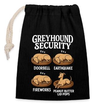 Windhund Greyhound - Verschließbarer Geschenkbeutel aus Baumwolle (14x20cm) - Schwarz - Vorne