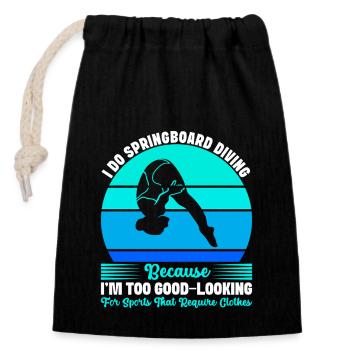 Diving diving board - Closable cotton gift bag (14x20cm) - black - Front