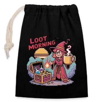 Kaffeetasse Zauberin Loot Morning Gamer Girl - Verschließbarer Geschenkbeutel aus Baumwolle (14x20cm) - Schwarz - Vorne