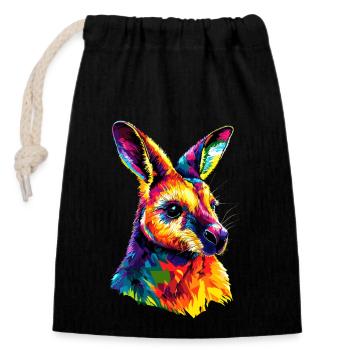 Wallaby Australie Outback Kangourou doux sauvage - Sac cadeau en coton avec cordon (14 x 20 cm) - noir - Devant