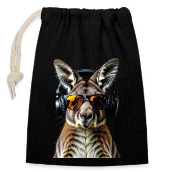 Wallaby Australia Outback Wild Sweet Kangaroo - Closable cotton gift bag (14x20cm) - black - Front