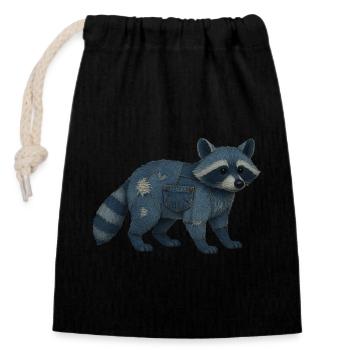 Denim raton laveur - Sac cadeau en coton avec cordon (14 x 20 cm) - noir - Devant