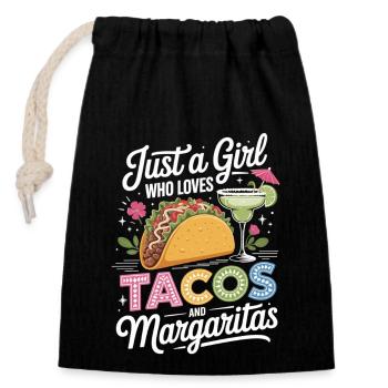 Tacos and Margaritas T-Shirt - Closable cotton gift bag (14x20cm) - black - Front
