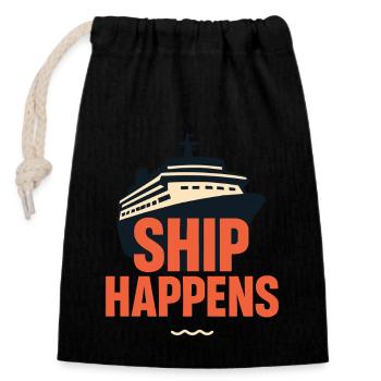 Cruise Addict Funny Cruise Loyalty Ocean - Closable cotton gift bag (14x20cm) - black - Front