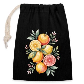 Citrons et oranges Oeuvres - Sac cadeau en coton avec cordon (14 x 20 cm) - noir - Devant
