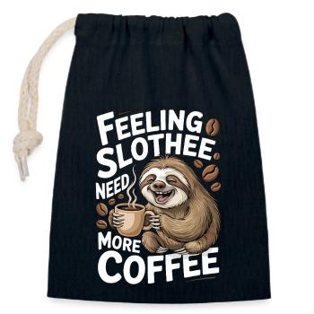 Lustiges Faultier Kaffee Design - Verschließbarer Geschenkbeutel aus Baumwolle (14x20cm) - Navy - Vorne