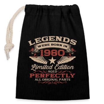 45th Birthday Original Vintage 1980 - Closable cotton gift bag (14x20cm) - black - Front