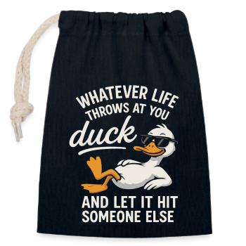 Cool Duck Duck and Let it Hit - Closable cotton gift bag (14x20cm) - navy - Front