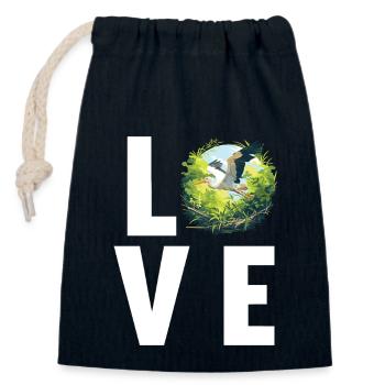 Störche Storch - Verschließbarer Geschenkbeutel aus Baumwolle (14x20cm) - Navy - Vorne