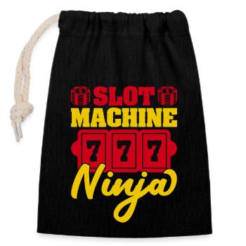 Gambling Fan Slot Machine Ninja Casino - Closable cotton gift bag (14x20cm) - black - Front