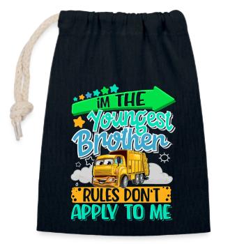 Little brother - Closable cotton gift bag (14x20cm) - navy - Front