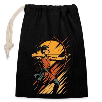 Archery Bow Target Archer Warrior - Closable cotton gift bag (14x20cm) - black - Front