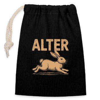 Alter Hase – Ironisch & Clever - Verschließbarer Geschenkbeutel aus Baumwolle (14x20cm) - Schwarz - Vorne