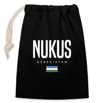 Nukus Usbekistan - Verschließbarer Geschenkbeutel aus Baumwolle (14x20cm) - Schwarz - Vorne