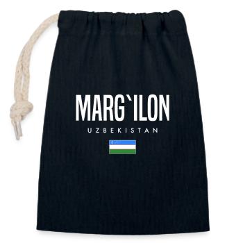 Marg’ilon, Ouzbékistan - Sac cadeau en coton avec cordon (14 x 20 cm) - bleu marine - Devant