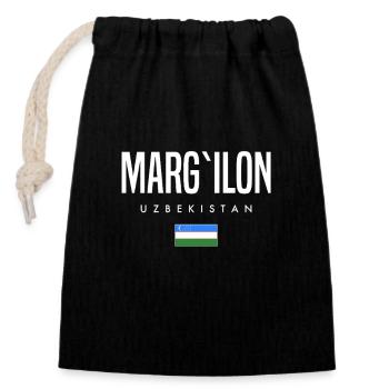 Marg'ilon Usbekistan - Verschließbarer Geschenkbeutel aus Baumwolle (14x20cm) - Schwarz - Vorne