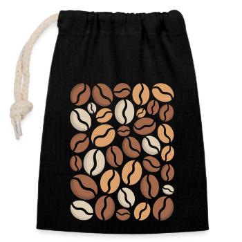 Coffee Bean Pattern Lover - Closable cotton gift bag (14x20cm) - black - Front