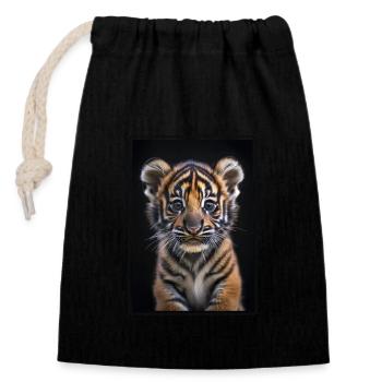 Sumatra-Tiger - Verschließbarer Geschenkbeutel aus Baumwolle (14x20cm) - Schwarz - Vorne