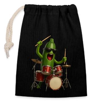 Tambours de courgettes - Sac cadeau en coton avec cordon (14 x 20 cm) - noir - Devant