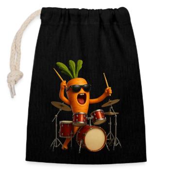 Tambours de carottes - Sac cadeau en coton avec cordon (14 x 20 cm) - noir - Devant