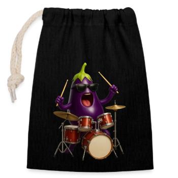 Fûts d’aubergines - Sac cadeau en coton avec cordon (14 x 20 cm) - noir - Devant