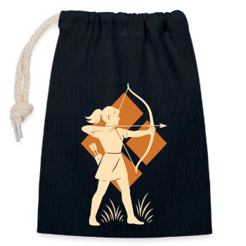 Girls Archer Archery Bow Target - Closable cotton gift bag (14x20cm) - navy - Front