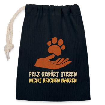 Tierschutz PELZ GEHÖRT TIEREN NICHT NARREN - Verschließbarer Geschenkbeutel aus Baumwolle (14x20cm) - Navy - Vorne