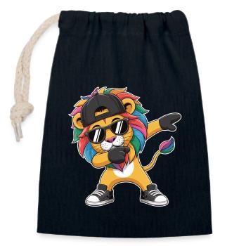 Dabbing Löwe mit Mütze – Kinder Streetstyle - Verschließbarer Geschenkbeutel aus Baumwolle (14x20cm) - Navy - Vorne