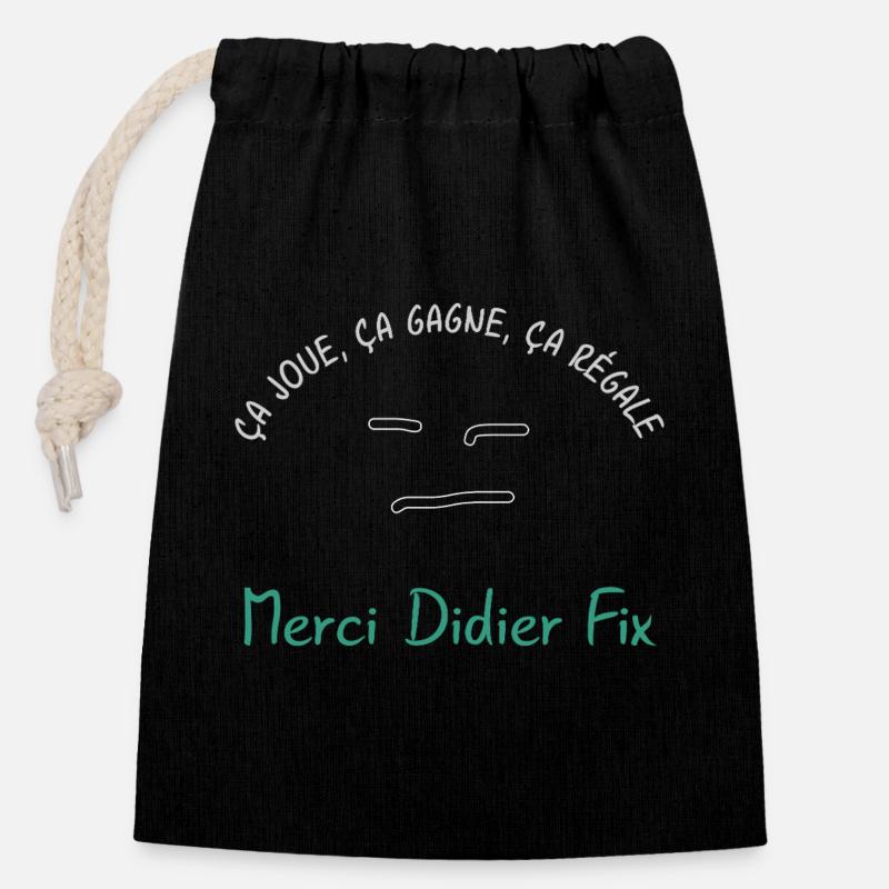 Ca_joue_ca_gagne_ca_regale - Closable cotton gift bag (14x20cm) - black