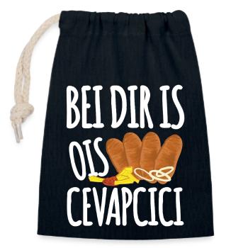 bayerisch cevapcici funny Zitat - Verschließbarer Geschenkbeutel aus Baumwolle (14x20cm) - Navy - Vorne