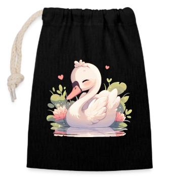 Swans Swan - Closable cotton gift bag (14x20cm) - black - Front