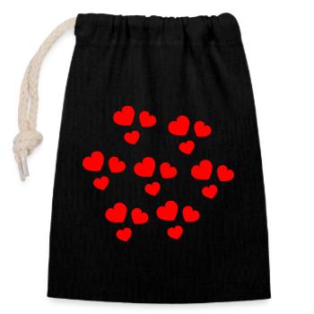 Cœurs abstraits pour occasions romantiques - Sac cadeau en coton avec cordon (14 x 20 cm) - noir - Devant
