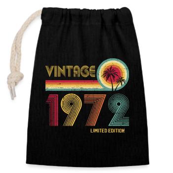 Vintage 1970er Retro Kreis und Zahlen Design - Verschließbarer Geschenkbeutel aus Baumwolle (14x20cm) - Schwarz - Vorne