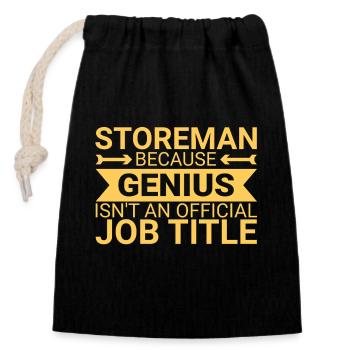 Storeman Genius - Verschließbarer Geschenkbeutel aus Baumwolle (14x20cm) - Schwarz - Vorne